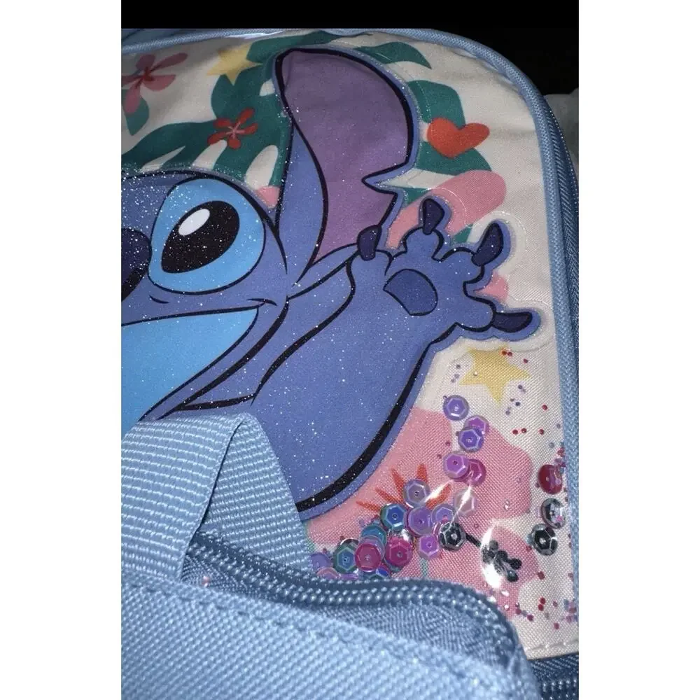 NEW Disney Lilo & Stitch Backpack & Sequined Lunchbox Cooler Smile Rainbow Movie